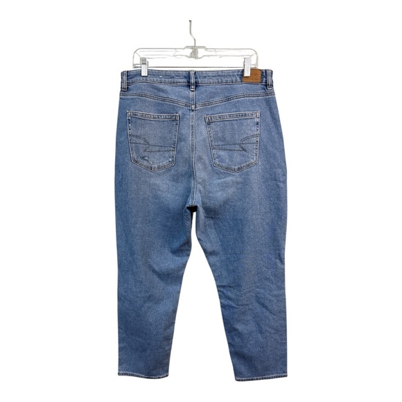 American Eagle Women's Petite 14 Short 14P 14S MOM JEAN Blue Distressed - Picture 2 of 6